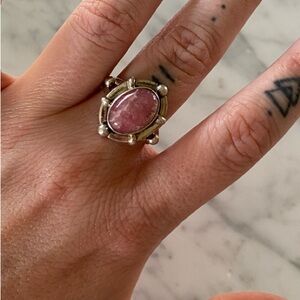 Pink Stone Silver Ring